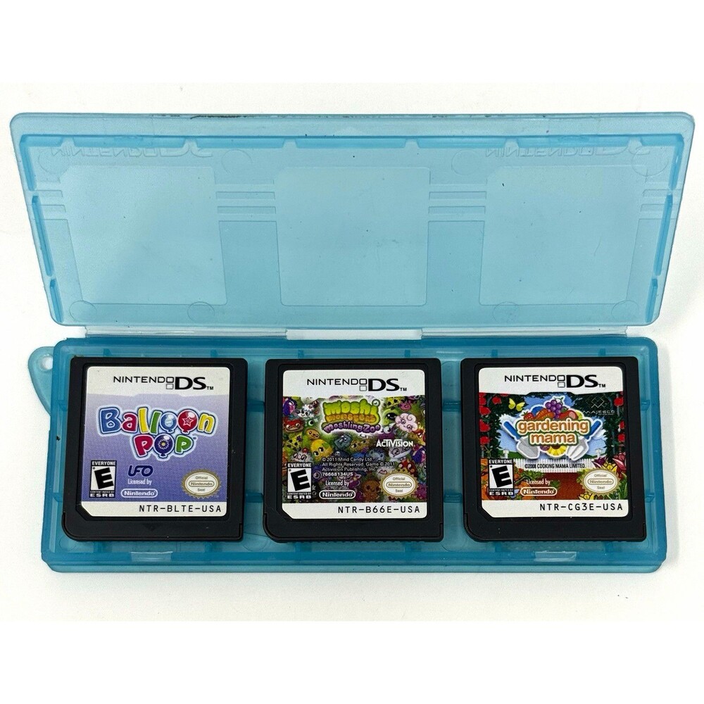 Nintendo DS Lot 3 Games Balloon Pop Moshi Monsters Moshling Zoo Gardening Mama 2